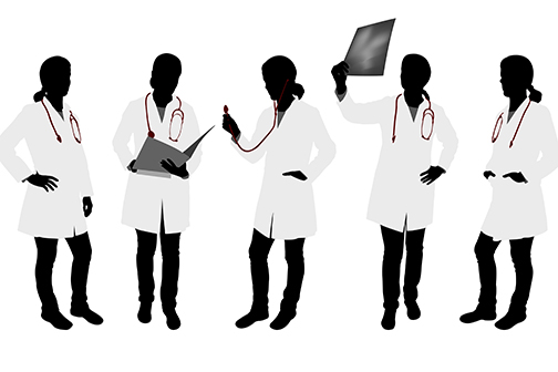 female doctors silhouette illustration